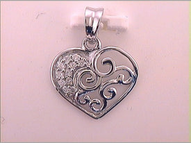 Sparkling Love Affair Diamond Pendant | 10kt White Gold Womens Round Diamond Curl Heart Pendant 1/12 Cttw - Splendid Jewellery