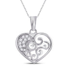 Sparkling Love Affair Diamond Pendant | 10kt White Gold Womens Round Diamond Curl Heart Pendant 1/12 Cttw Top view from the 10Kt White Gold Womens Round Diamond Curl Heart Pendant 1 12 Cttwpin280159 collection by Splendid Jewellery