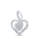 Sparkling Love Diamond Pendant - 10kt White Gold Heart Necklace with 3/8 Cttw Round Diamonds - Splendid Jewellery