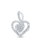 Sparkling Love Diamond Pendant - 10kt White Gold Heart Necklace with 3/8 Cttw Round Diamonds - Splendid Jewellery