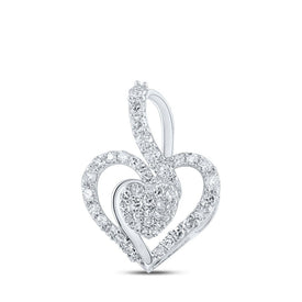 Sparkling Love Diamond Pendant - 10kt White Gold Heart Necklace with 3/8 Cttw Round Diamonds - Splendid Jewellery