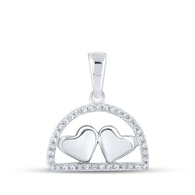 Sparkling Love Diamond Pendant - 10kt White Gold Heart Necklace with Round Diamonds - Splendid Jewellery