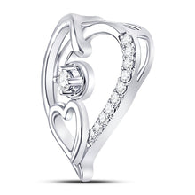 Load image into Gallery viewer, Sparkling Love Diamond Pendant in 10kt White Gold Side view from the 10Kt White Gold Womens Round Diamond Heart Pendant 1 10 Cttwpin221183 collection by Splendid Jewellery