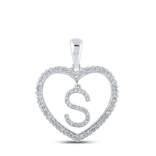 Load image into Gallery viewer, Sparkling Love Initial Pendant - 10kt White Gold Heart - Shaped Diamond "S" Letter Necklace - Splendid Jewellery