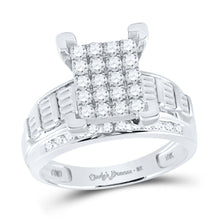 Load image into Gallery viewer, Sparkling Majesty: 10kt White Gold Baguette Diamond Cluster Bridal Wedding Engagement Ring - Splendid Jewellery