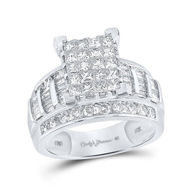 Sparkling Majesty: 10kt White Gold Princess Diamond Square Bridal Wedding Engagement Ring 2 Cttw - Splendid Jewellery
