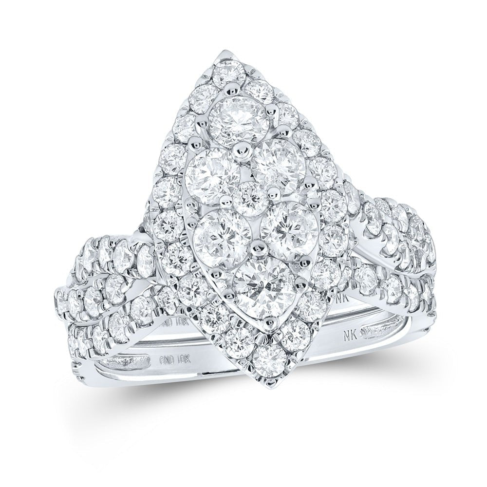 Sparkling Marquise Diamond Wedding Ring Set in 10kt Yellow Gold - Splendid Jewellery