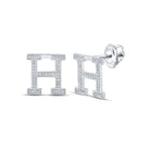 Sparkling Personalized 10kt White Gold Diamond Initial Earrings - Splendid Jewellery