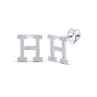 Sparkling Personalized 10kt White Gold Diamond Initial Earrings - Splendid Jewellery