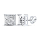 Sparkling Princess Cut Diamond Square Earrings in 10kt White Gold - Splendid Jewellery