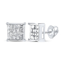 Load image into Gallery viewer, Sparkling Princess Cut Diamond Square Earrings in 10kt White Gold - Splendid Jewellery