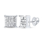 Sparkling Princess Cut Diamond Square Earrings in 10kt White Gold - Splendid Jewellery