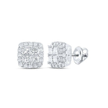 Load image into Gallery viewer, Sparkling Princess Cut Diamond Square Earrings in 14kt White Gold - A Timeless Treasure - Splendid Jewellery