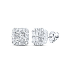 Sparkling Princess Cut Diamond Square Earrings in 14kt White Gold - A Timeless Treasure - Splendid Jewellery