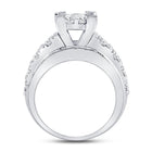 Sparkling Princess Diamond Cluster Bridal Wedding Engagement Ring - Side View