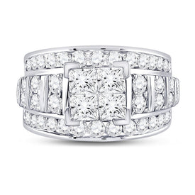 Sparkling Princess Diamond Cluster Bridal Wedding Engagement Ring - Splendid Jewellery