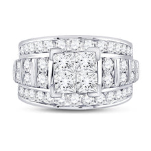 Load image into Gallery viewer, Sparkling Princess Diamond Cluster Bridal Wedding Engagement Ring - Front View
