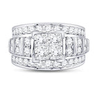 Sparkling Princess Diamond Cluster Bridal Wedding Engagement Ring - Front View