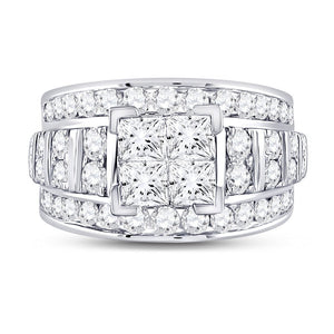 Sparkling Princess Diamond Cluster Bridal Wedding Engagement Ring - Splendid Jewellery