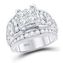 Load image into Gallery viewer, Sparkling Princess Diamond Cluster Bridal Wedding Engagement Ring - Top View