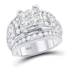 Sparkling Princess Diamond Cluster Bridal Wedding Engagement Ring - Top View