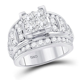 Sparkling Princess Diamond Cluster Bridal Wedding Engagement Ring - Top View