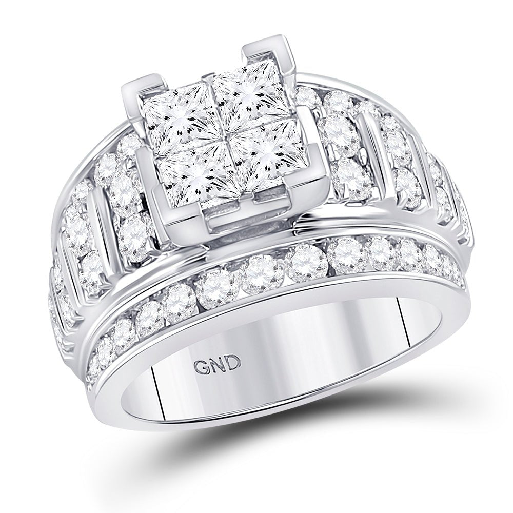 Sparkling Princess Diamond Cluster Bridal Wedding Engagement Ring - Splendid Jewellery