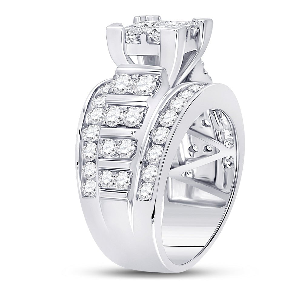 Sparkling Princess Diamond Cluster Bridal Wedding Engagement Ring - Splendid Jewellery