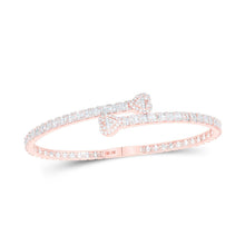Load image into Gallery viewer, Sparkling Rose Gold Baguette Diamond Heart Cuff Bangle Bracelet - Splendid Jewellery
