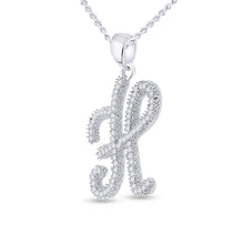 Load image into Gallery viewer, Sparkling Serenade: 10kt White Gold Diamond Initial Pendant  Side View from Splendid Jewellery