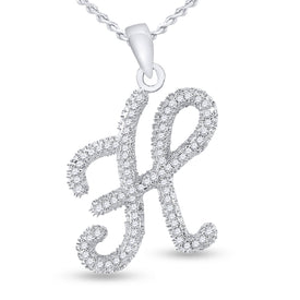 Sparkling Serenade: 10kt White Gold Diamond Initial Pendant  Top View from Splendid Jewellery