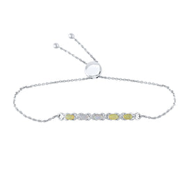 Sparkling Silver Diamond X-Link Bolo Bracelet - Elegant and Timeless  Top View from Splendid Jewellery