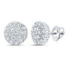 Sparkling Splendor: 10kt White Gold Men's Round Diamond Cluster Earrings (1 Cttw) - Splendid Jewellery