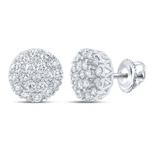 Load image into Gallery viewer, Sparkling Splendor: 10kt White Gold Men's Round Diamond Cluster Earrings (1 Cttw) - Splendid Jewellery