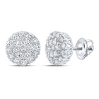 Sparkling Splendor: 10kt White Gold Men's Round Diamond Cluster Earrings (1 Cttw) - Splendid Jewellery