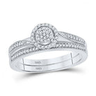Sparkling Splendor: 10kt White Gold Round Diamond Bridal Wedding Ring Band Set 1/5 Cttw - Splendid Jewellery