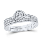 Sparkling Splendor: 10kt White Gold Round Diamond Bridal Wedding Ring Band Set 1/5 Cttw - Splendid Jewellery