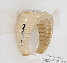 Load image into Gallery viewer, Sparkling Square 2-tone Cluster Diamond Ring in 10kt Yellow Gold for Men - 1/4 Cttw  Side View from Splendid Jewellery