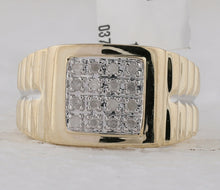 Load image into Gallery viewer, Sparkling Square 2-tone Cluster Diamond Ring in 10kt Yellow Gold for Men - 1/4 Cttw  Front View from Splendid Jewellery