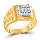 Sparkling Square 2 - tone Cluster Diamond Ring in 10kt Yellow Gold for Men - 1/4 Cttw - Splendid Jewellery