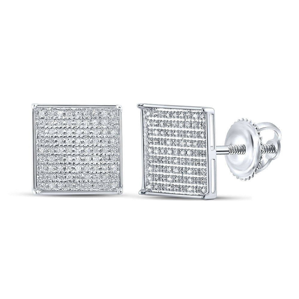 Sparkling Square Diamond Earrings in 10kt White Gold - 1/2 Cttw - Splendid Jewellery