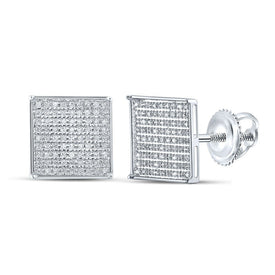 Sparkling Square Diamond Earrings in 10kt White Gold - 1/2 Cttw - Splendid Jewellery