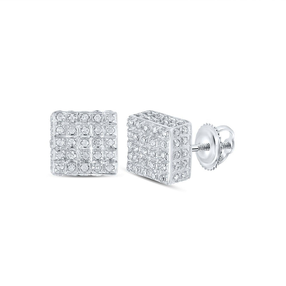 Sparkling Square Diamond Earrings in 10kt White Gold - Splendid Jewellery