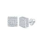 Sparkling Square Diamond Earrings in 10kt White Gold - Splendid Jewellery