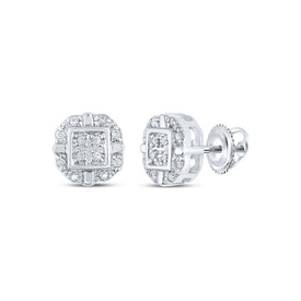Sparkling Square Diamond Earrings in 10kt White Gold - Splendid Jewellery