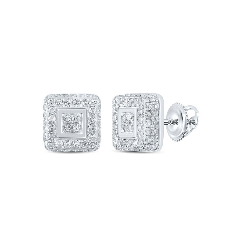 Sparkling Square Diamond Earrings in 10kt White Gold - Splendid Jewellery