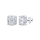 Sparkling Square Diamond Earrings in 10kt White Gold - Splendid Jewellery