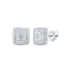 Sparkling Square Diamond Earrings in 10kt White Gold - Splendid Jewellery