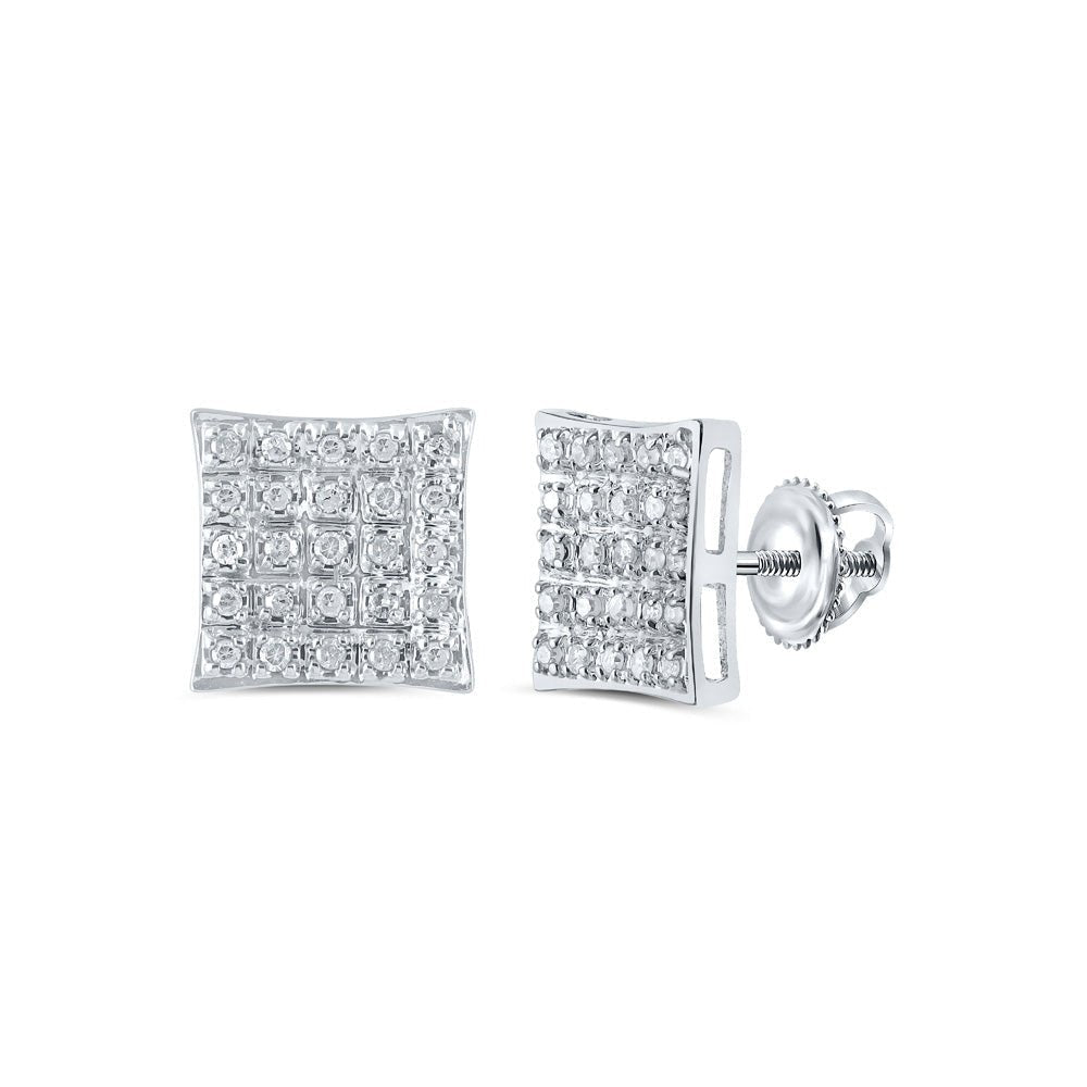 Sparkling Square Diamond Earrings in 10kt White Gold - Splendid Jewellery