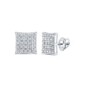 Sparkling Square Diamond Earrings in 10kt White Gold - Splendid Jewellery